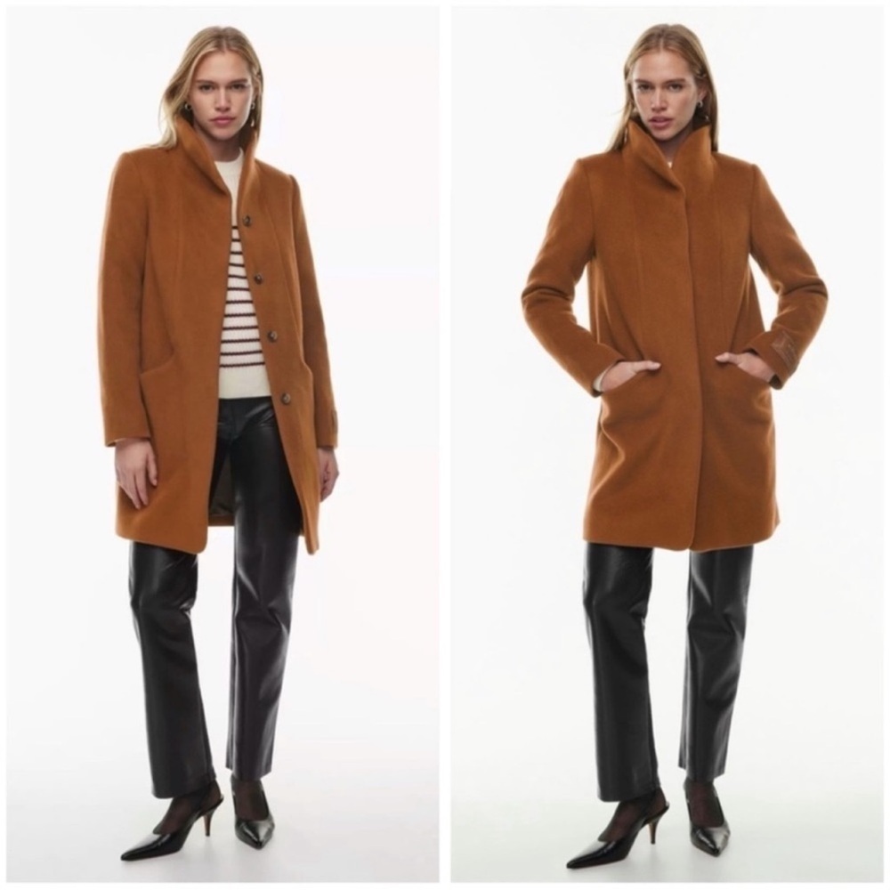Aritzia Wilfred Cocoon Coat Cigar Wool & Cashmere Blend Size XXS